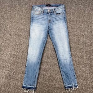 Angry Rabbit Womens Light Wash Skinny Jeans Frayed Raw Released Hem Size 27/3